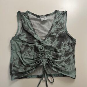 Green tie-dye crop top with a tie